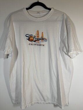Vintage Y2K Anvil San Francisco California embroidered white tshirt XL souvenir